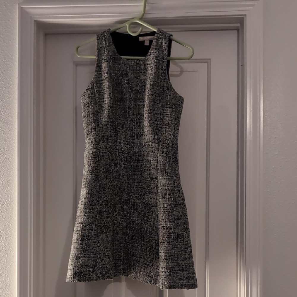 Elegant Black and White Tweed Dress